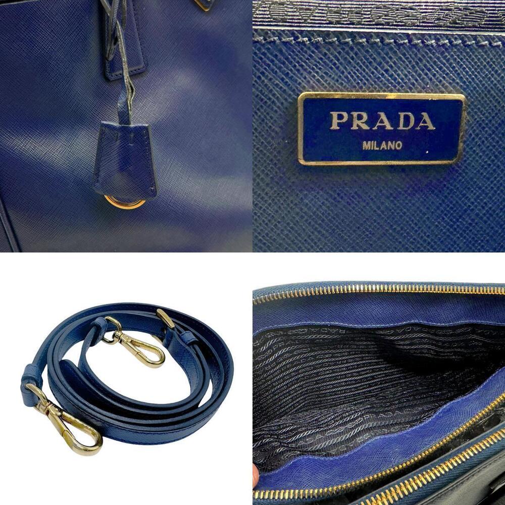 Prada Shoulder Galleria gold Saffiano 2way Navy Bag leather Blue Gold Blue - Picture 5 of 5